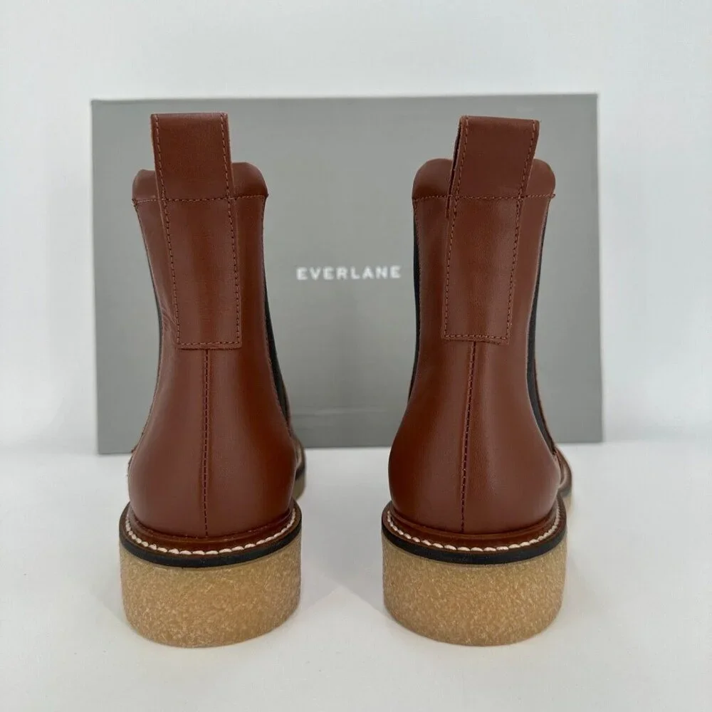 Everlane The Italian Leather Chelsea Boot Tobacco Brown sz 6 Women's Gum Outsole